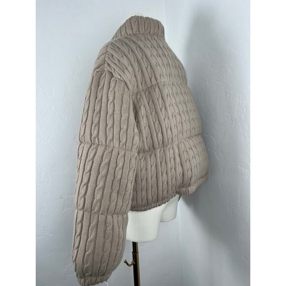 NWT AVEC LES FILLES Cable Knit Cropped Puffer Jacket (Womens: XL) - Picture 9 of 16